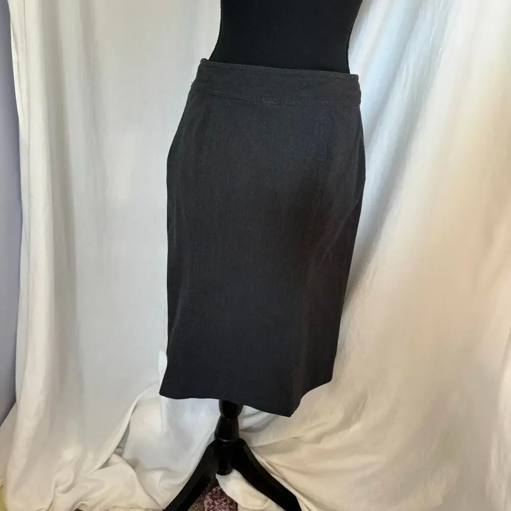 gap‎ midi skirt sz 2 gray stretch Y2k corporate pencil side zip office career